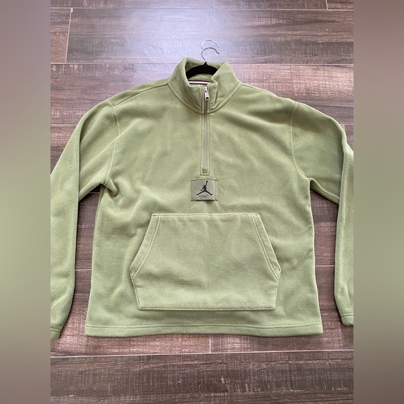 NEW Jordan Mens Medium Winterized Fleece Half-Zip - Light Olive (FD7863-340) - Picture 4 of 7